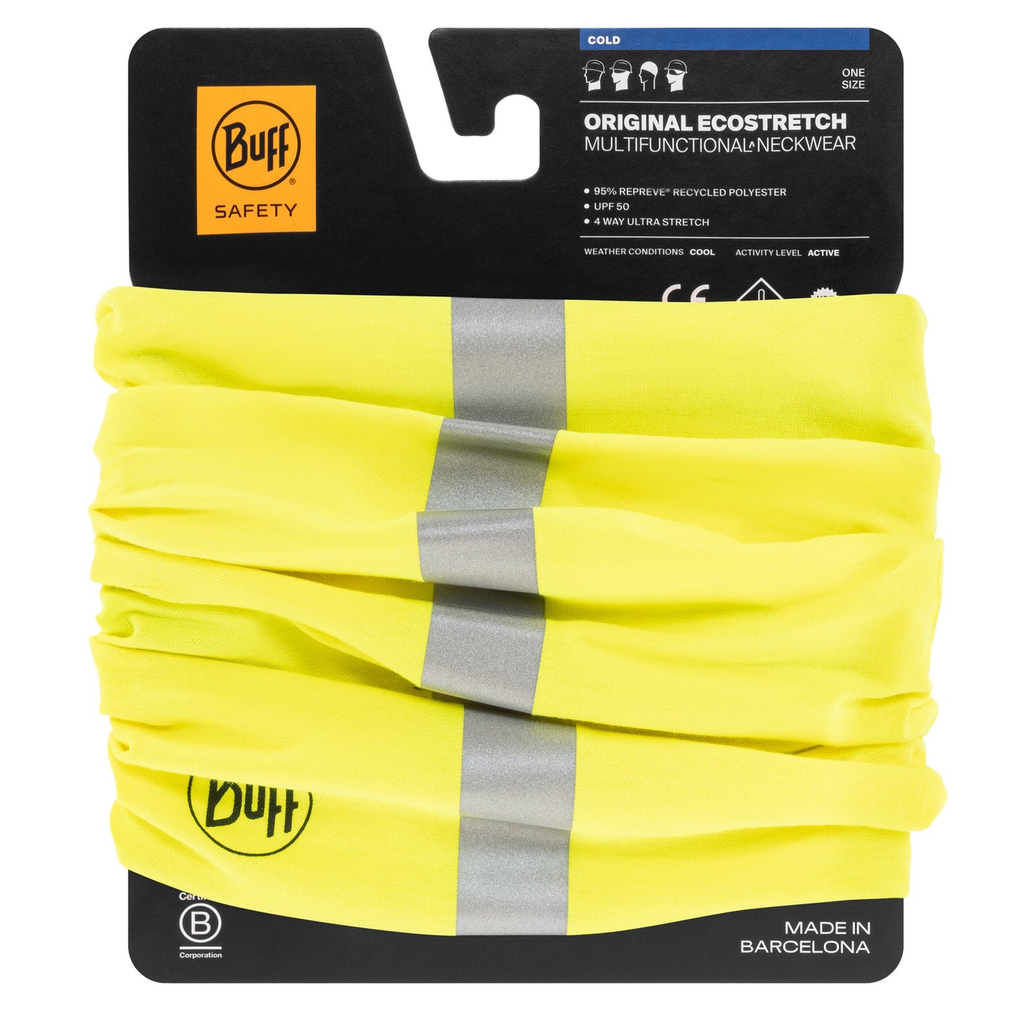 Chusta ochronna Buff Safety Original Ecostretch Reflective - Yellow Fluor