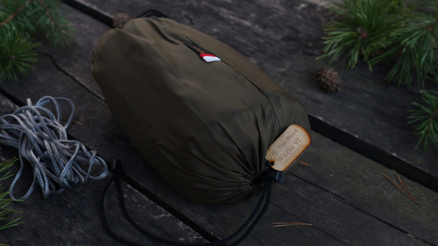 Hamak TigerWood Ważka V1 Double Zip z moskitierą - Khaki