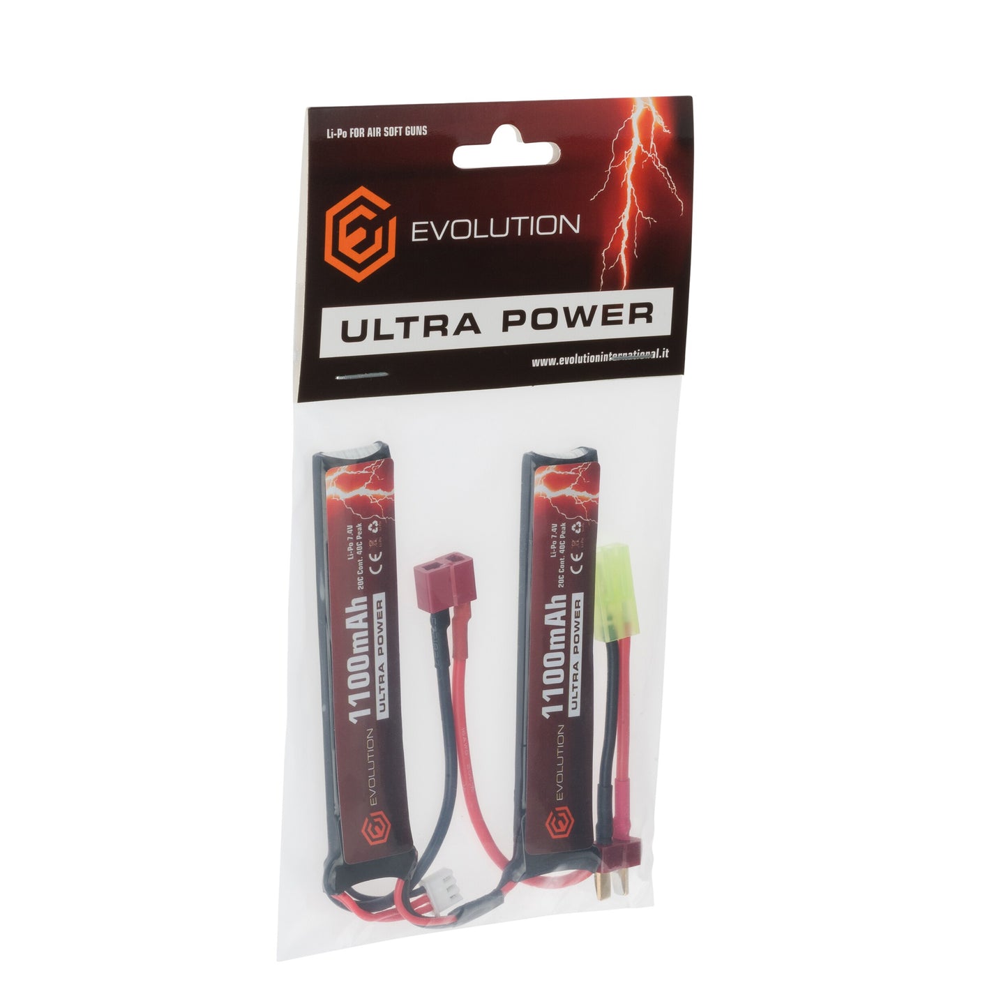 Akumulator Evolution Li-Po 7,4V 1100 mAH 20/40C Peak Dwudzielny - Deans/T-connect