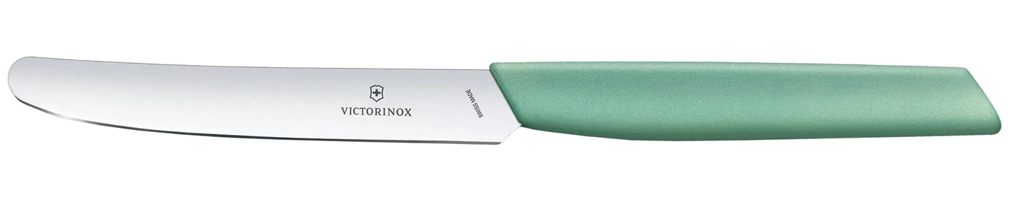 Nóż kuchenny Victorinox Swiss Modern Mint Green 11 cm - gładkie ostrze z zaokrąglonym czubkiem
