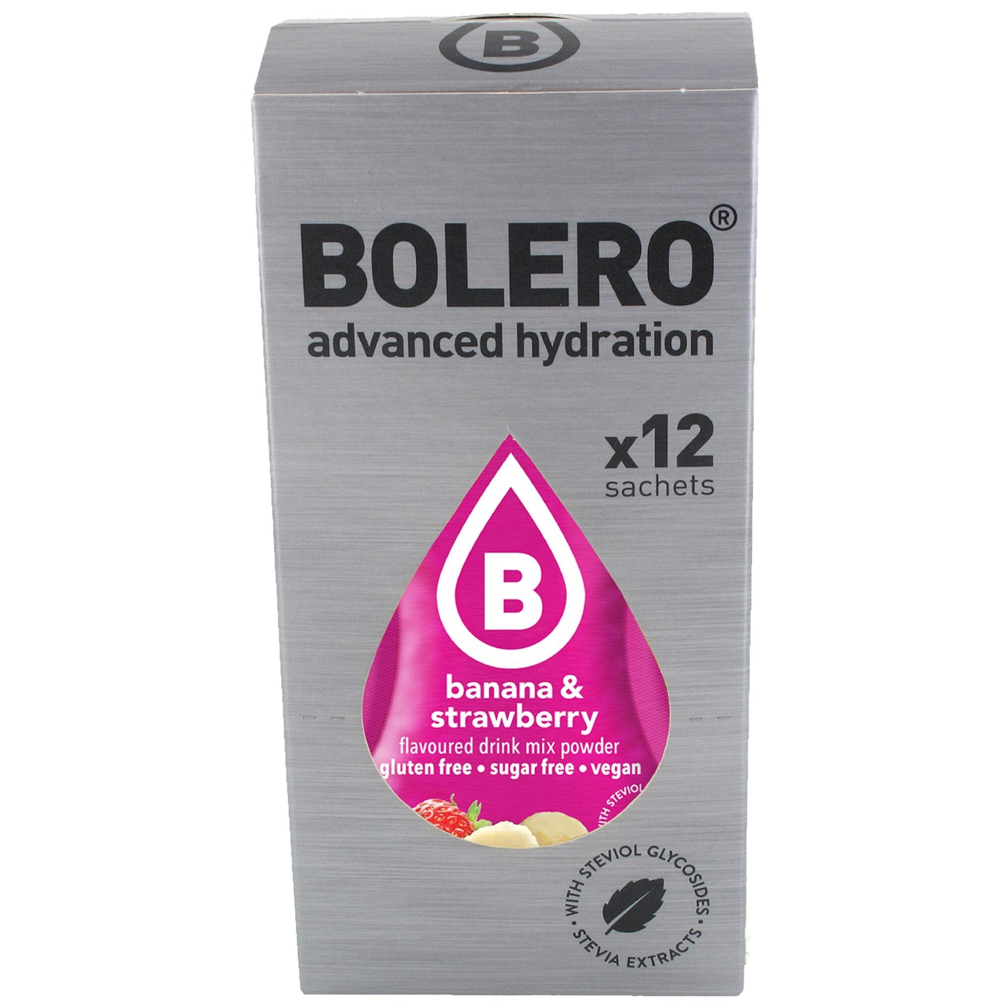 Napój w proszku Bolero Banana & Strawberry ze stewią 3 g - 12 szt.