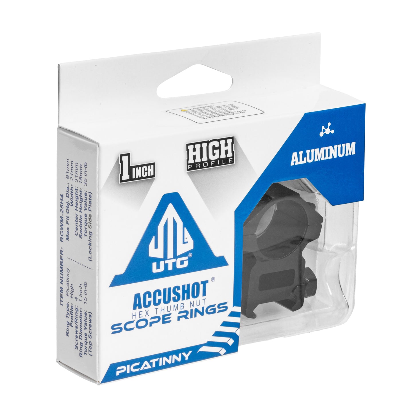 Montaż UTG 2-częściowy wysoki Profile Scope Hex Thumb Nut Picatinny 1"