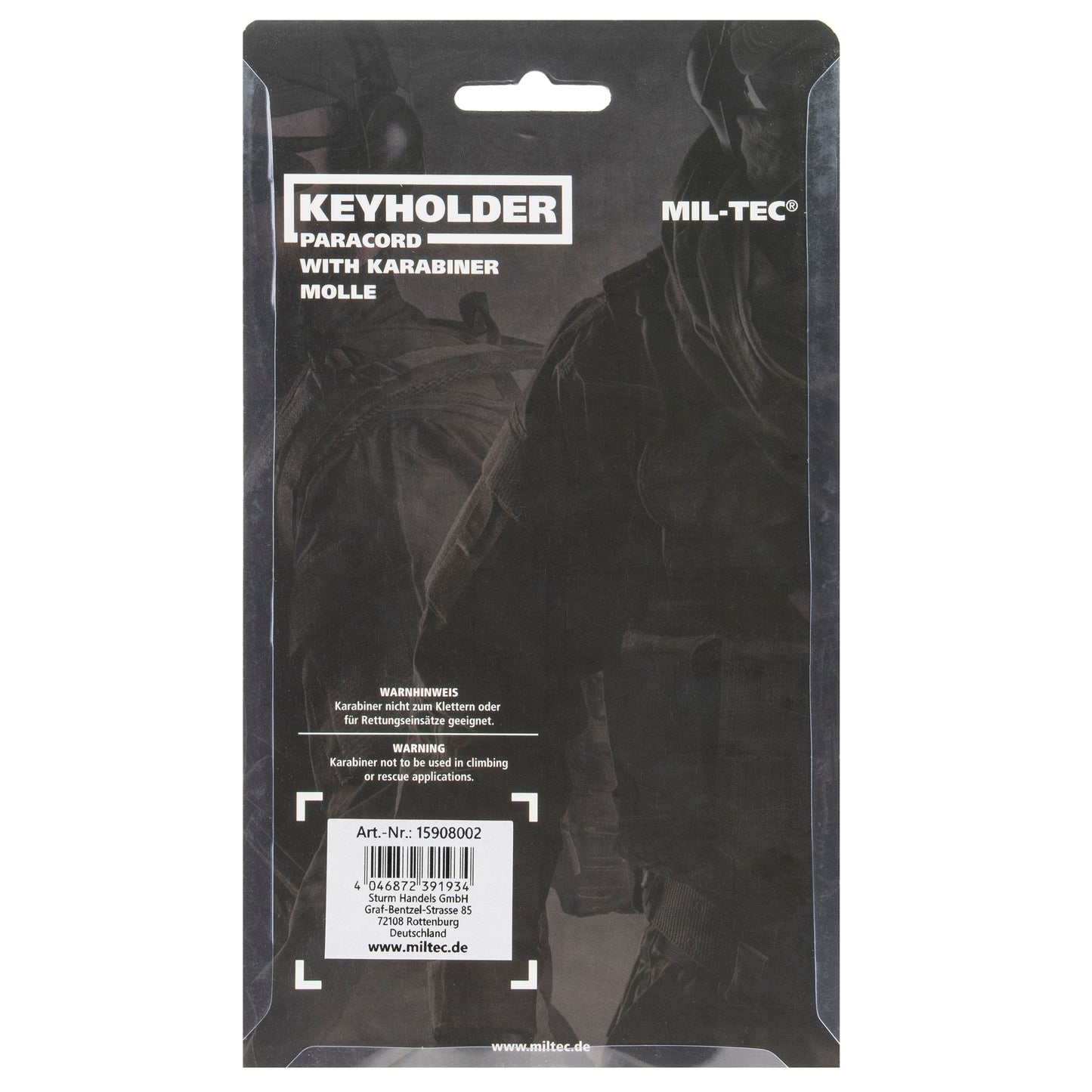Brelok Mil-Tec Paracord z karabinczykiem MOLLE - Black
