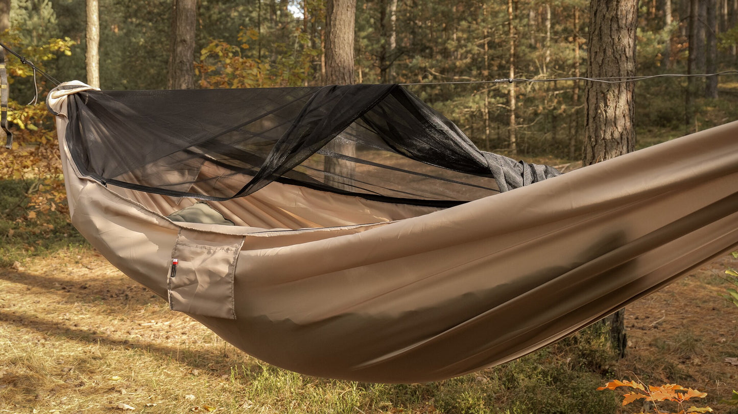 Hamak ultralekki TigerWood Ważka V2 Pocket Desert - z moskitierą
