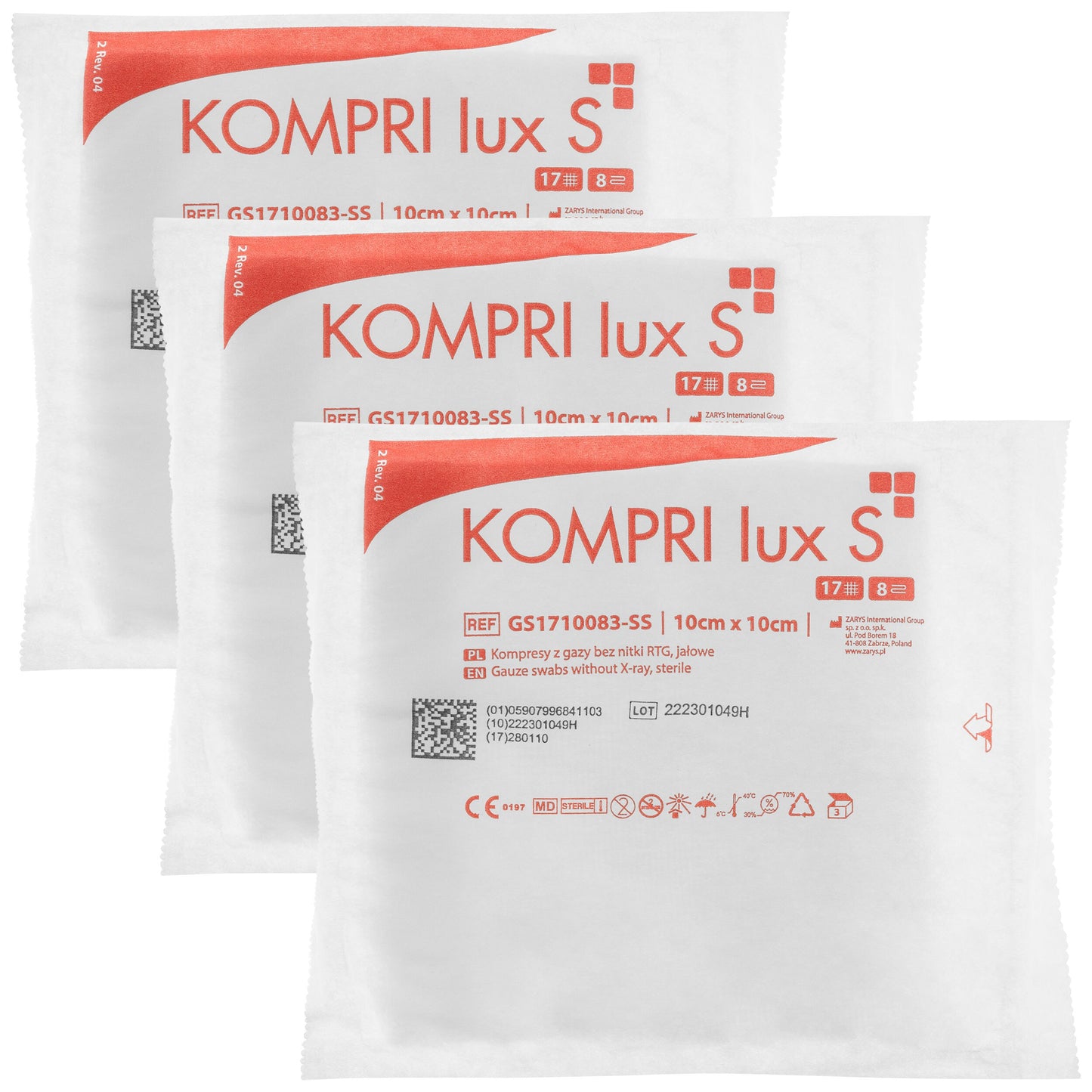 Kompres gazowy Zarys Kompri Lux S 10 x 10 cm - 3 szt.