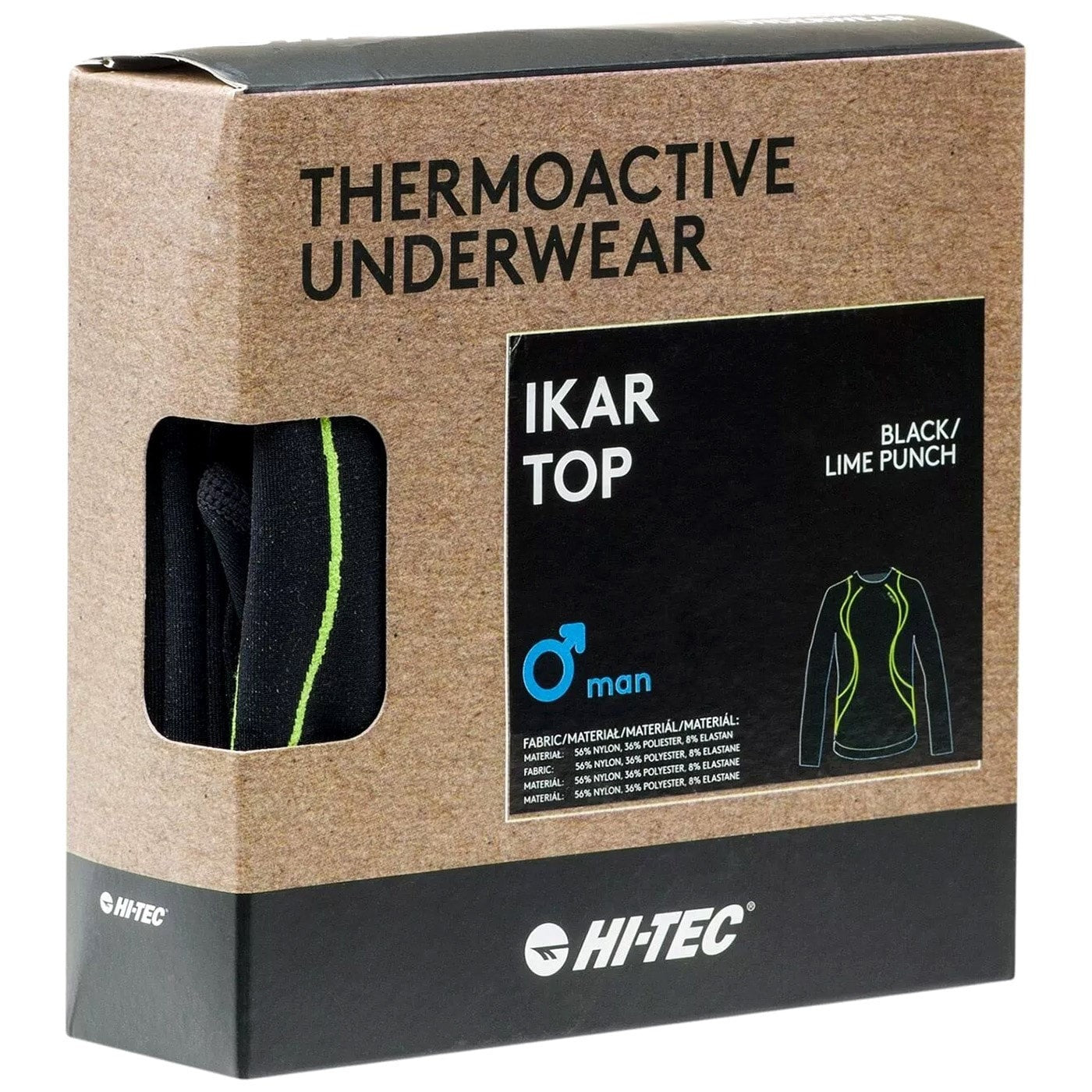 Koszulka termoaktywna Hi-Tec Ikar Top Long Sleeve - Black/Lime Punch