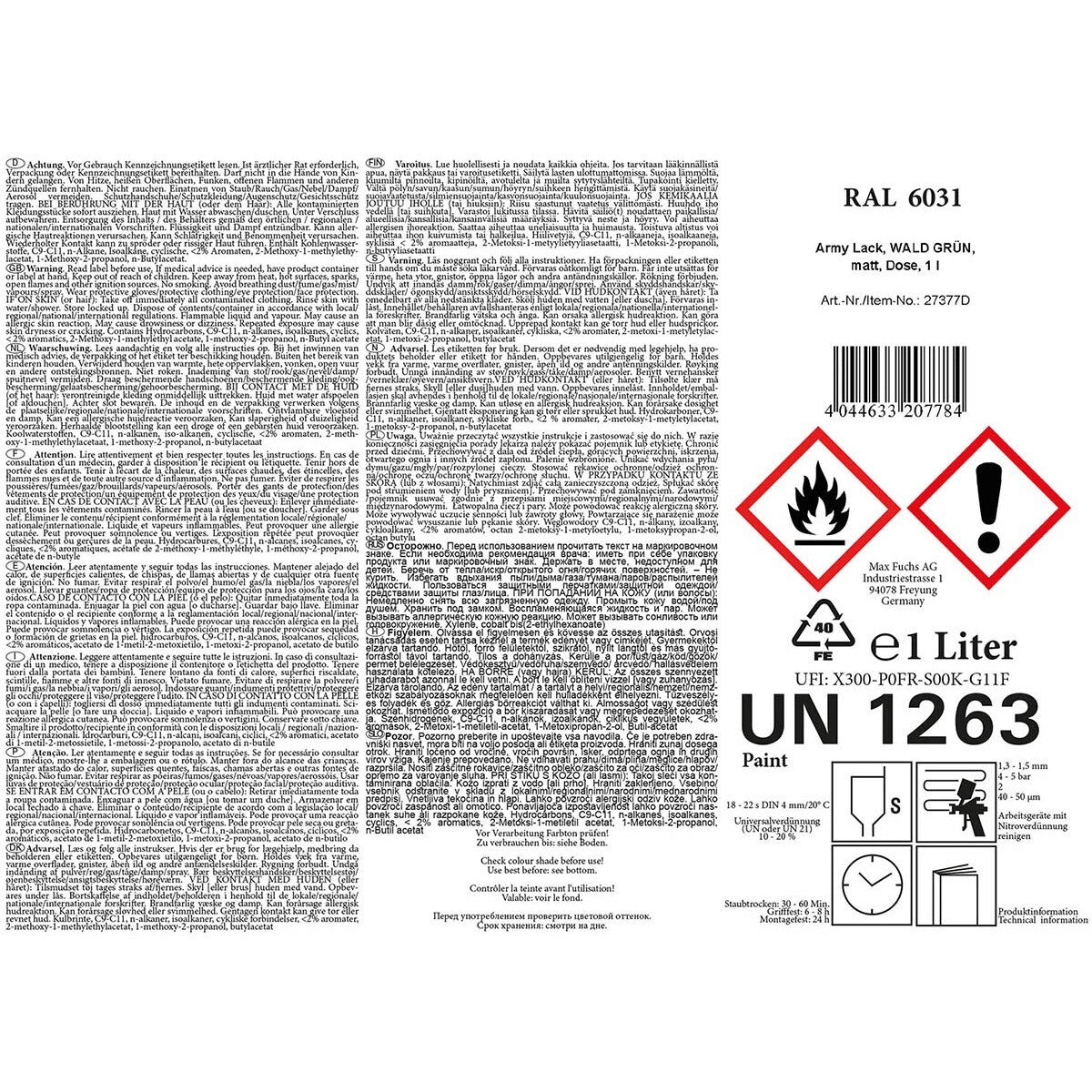 Farba Wojskowa w puszce MFH 1 l - Forest Green