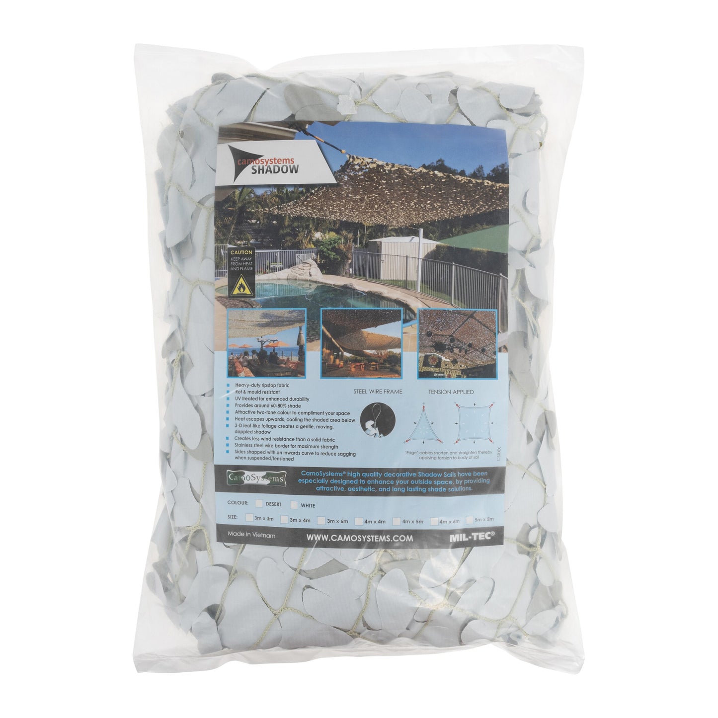 Siatka maskująca Mil-Tec CamoSystems Shadow Sail Net Broadleaf 3 x 3 m - White
