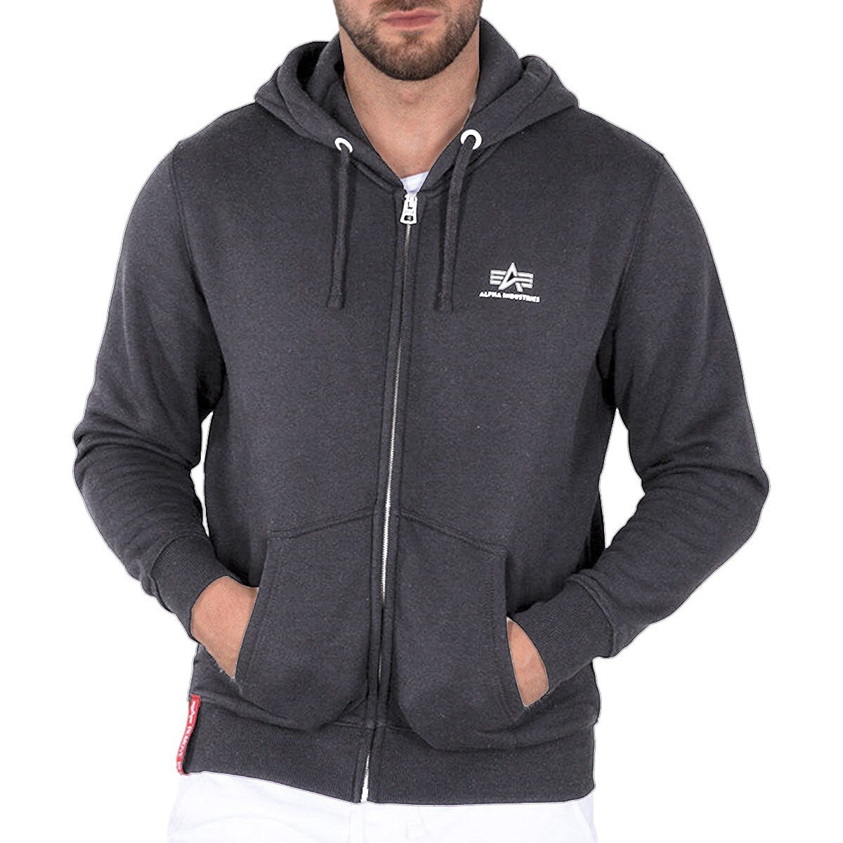 Bluza Alpha Industries Basic Zip Hoody Small Logo - Vintage Grey