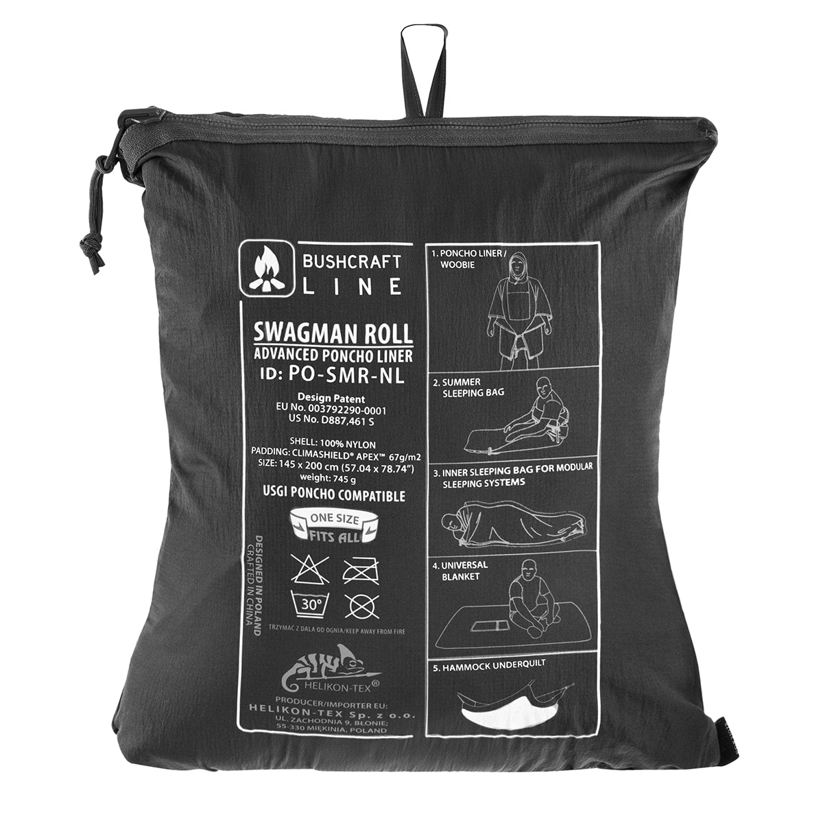 Ponczo Helikon Swagman Roll Climashield Apex z funkcją śpiwora - Shadow Grey