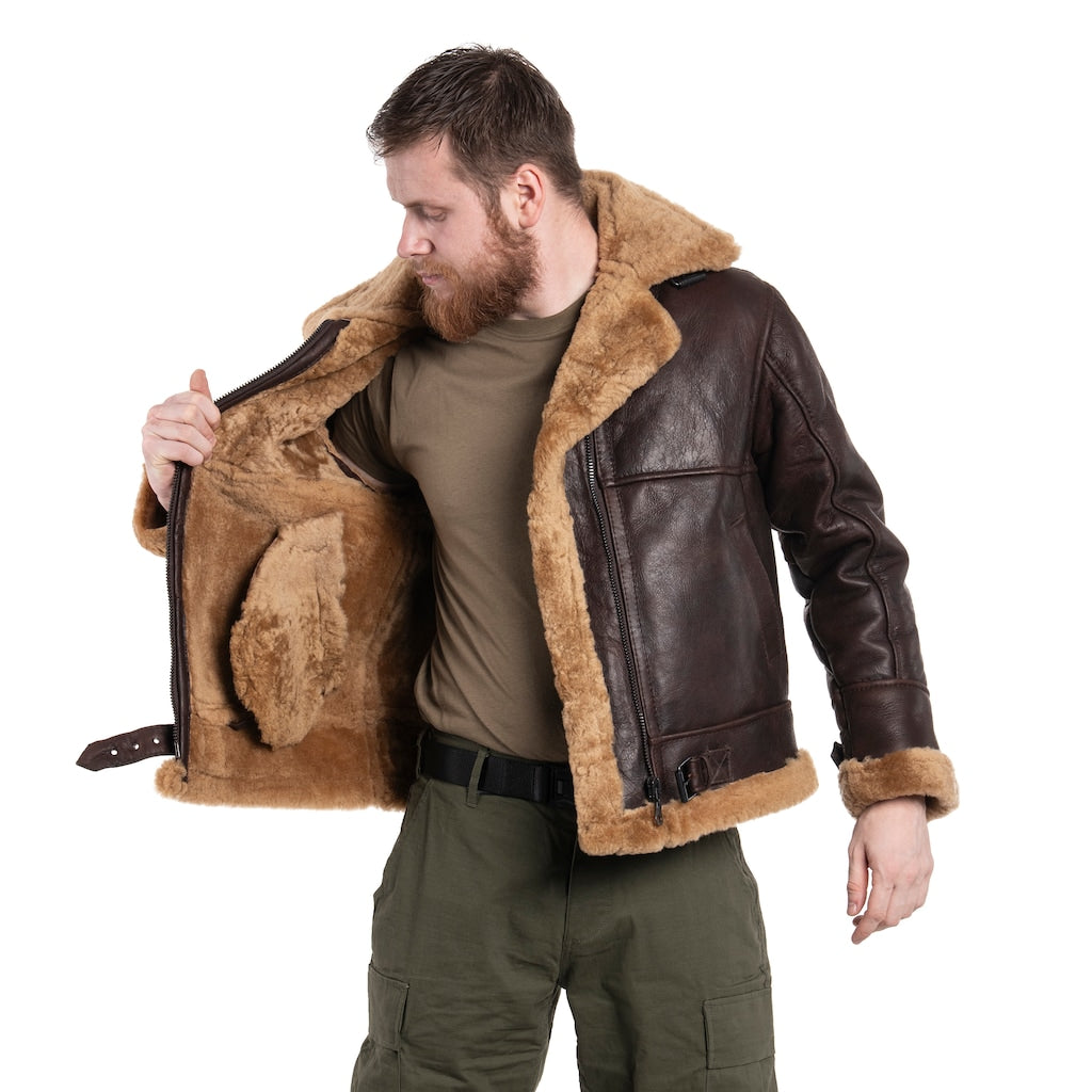 Kurtka skórzana Mil-Tec US B46 Sheepskin - Brown