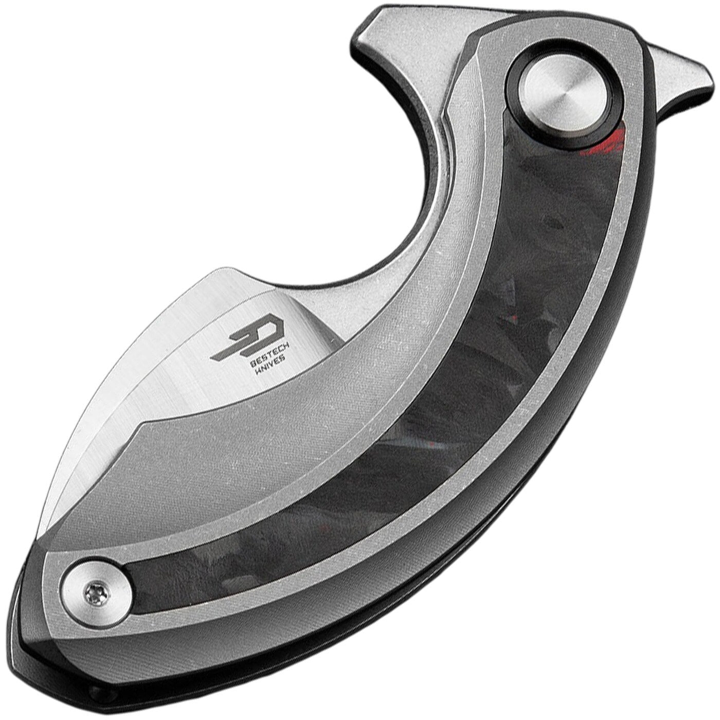 Nóż składany Bestech Knives Strelit - Satin/Grey Titanium Black Red Marble Carbon Fiber