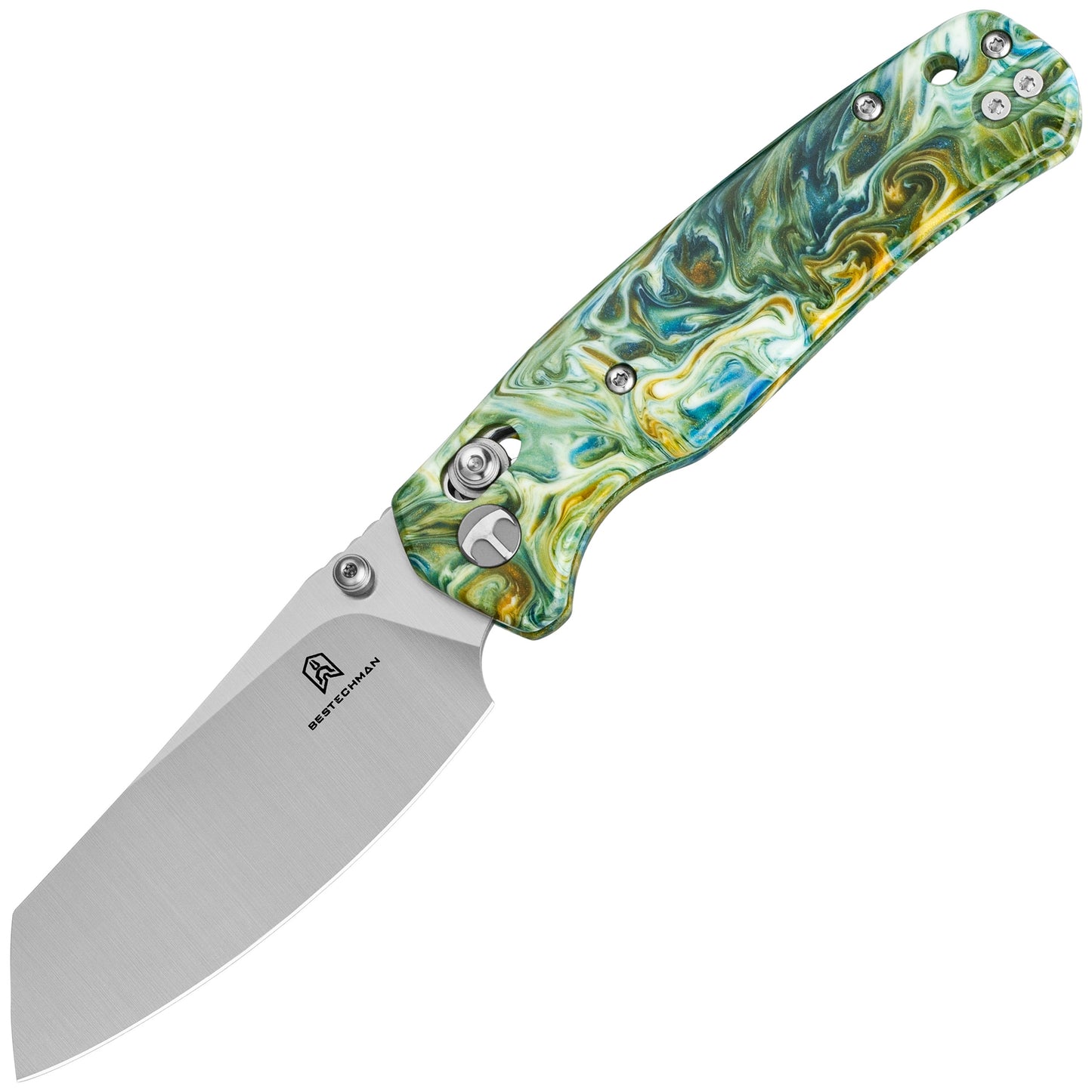 Nóż składany Bestechman Cicada's Wing - Green Patterned Resin