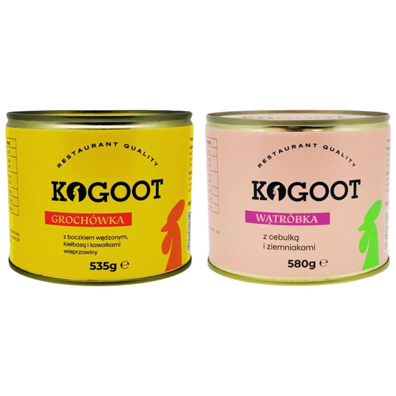 Żywność konserwowana Kogoot - Grochówka 535 g, Wątróbka 580 g