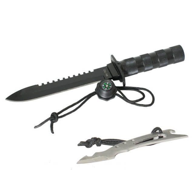 Nóż Mil-Tec Survival Knife + zestaw survivalowy
