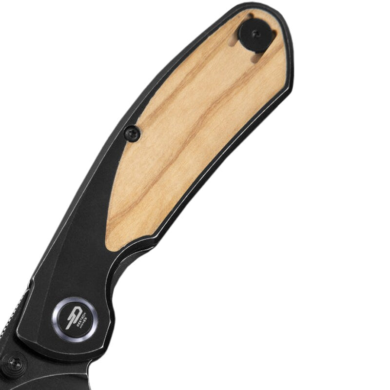 Nóż składany Bestech Knives Lito - Black Stonewash/Titanium Olive Wood
