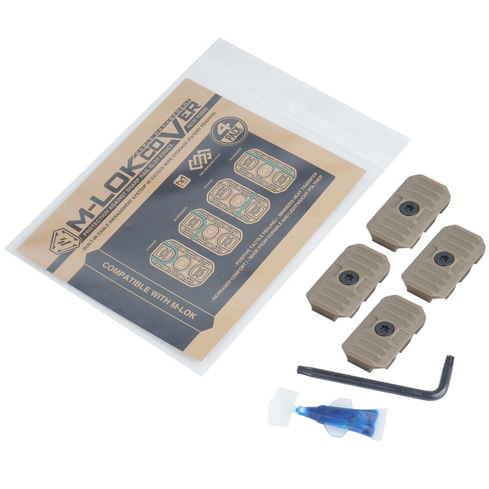 Osłony szyny M-LOK Strike Industries Short M-LOK rail covers with cable management system 4 szt. - Flat Dark Earth