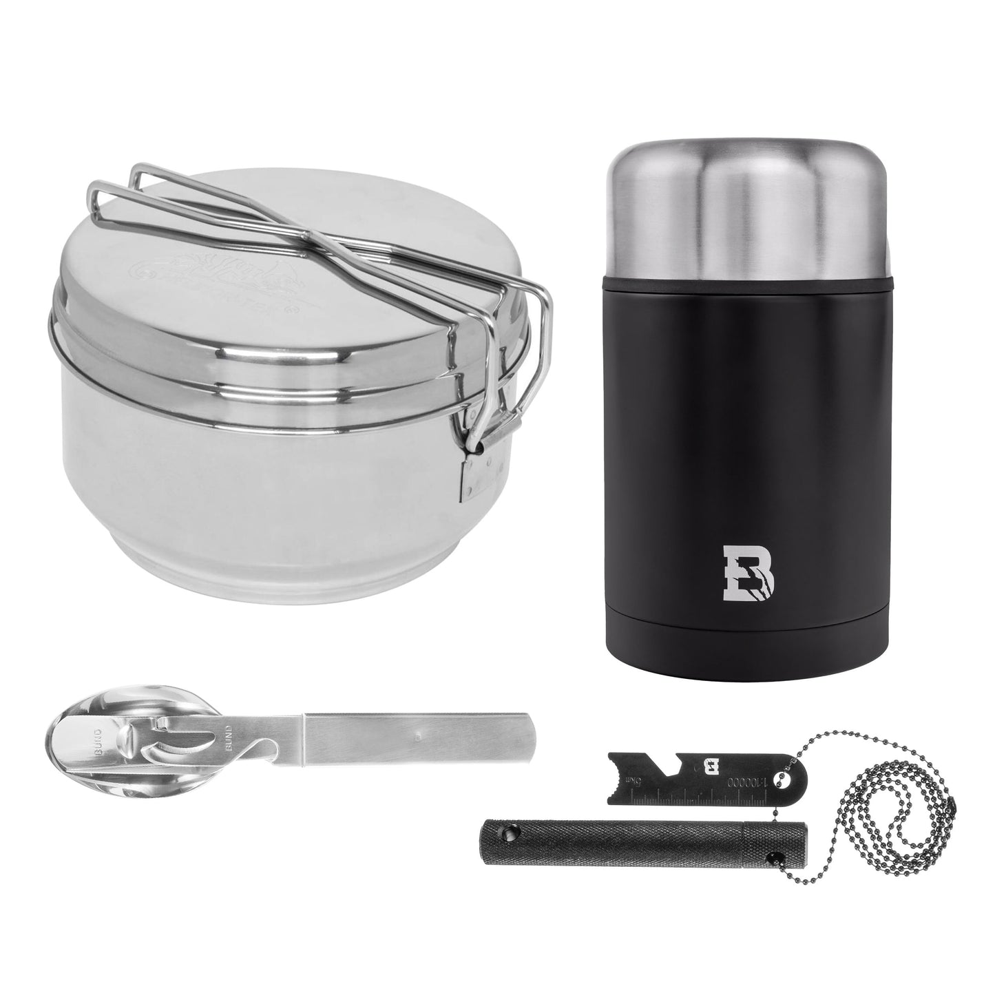 Termos obiadowy Badger Outdoor Food Jar Hot Pot 750 ml + niezbędnik + menażka + krzesiwo - zestaw