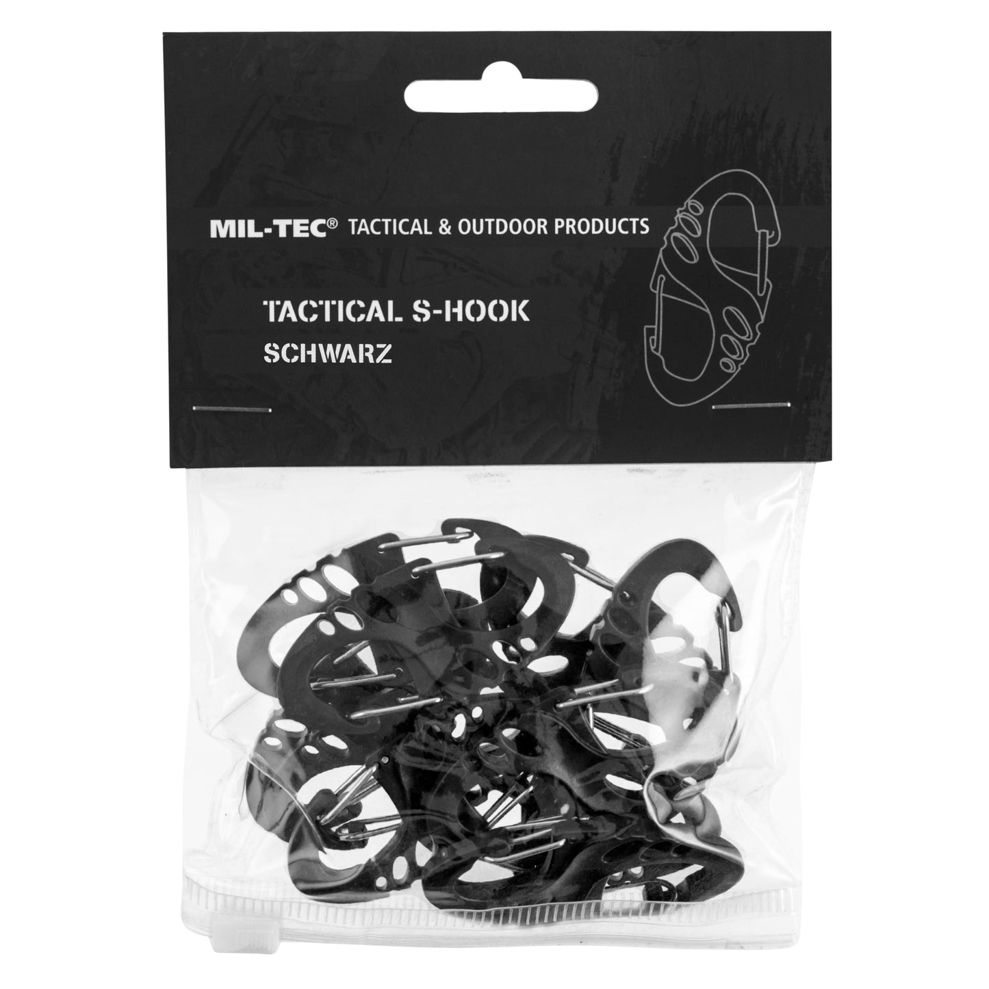 Zestaw karabińczyków Mil-Tec S-Hook Black - 10 szt.