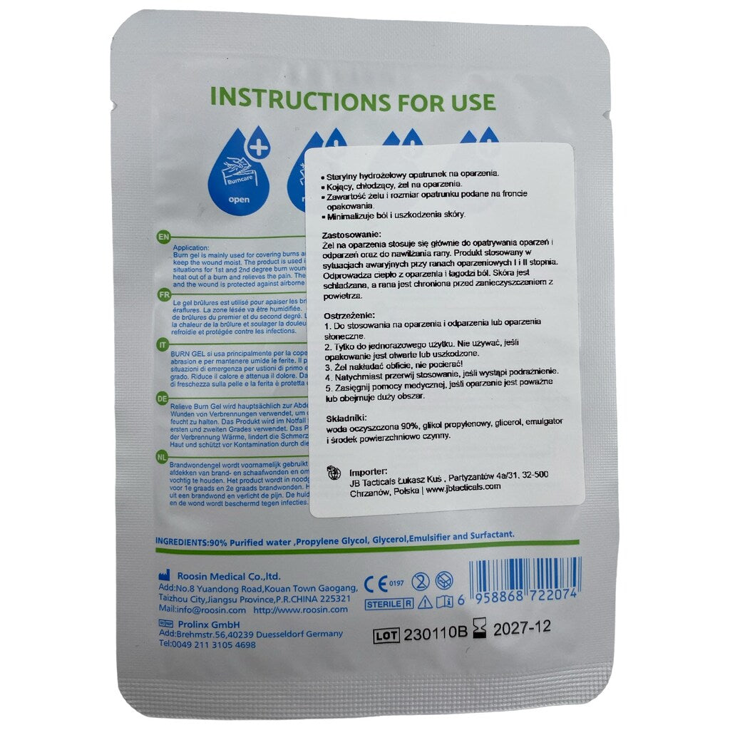 Opatrunek hydrożelowy Roosin Burncare Relieve Burn Gel 5 x 5 cm