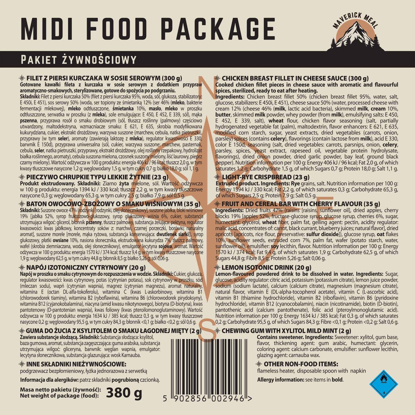 Racja żywnościowa Maverick Food Midi Filet z piersi kurczaka w sosie serowym - 380 g