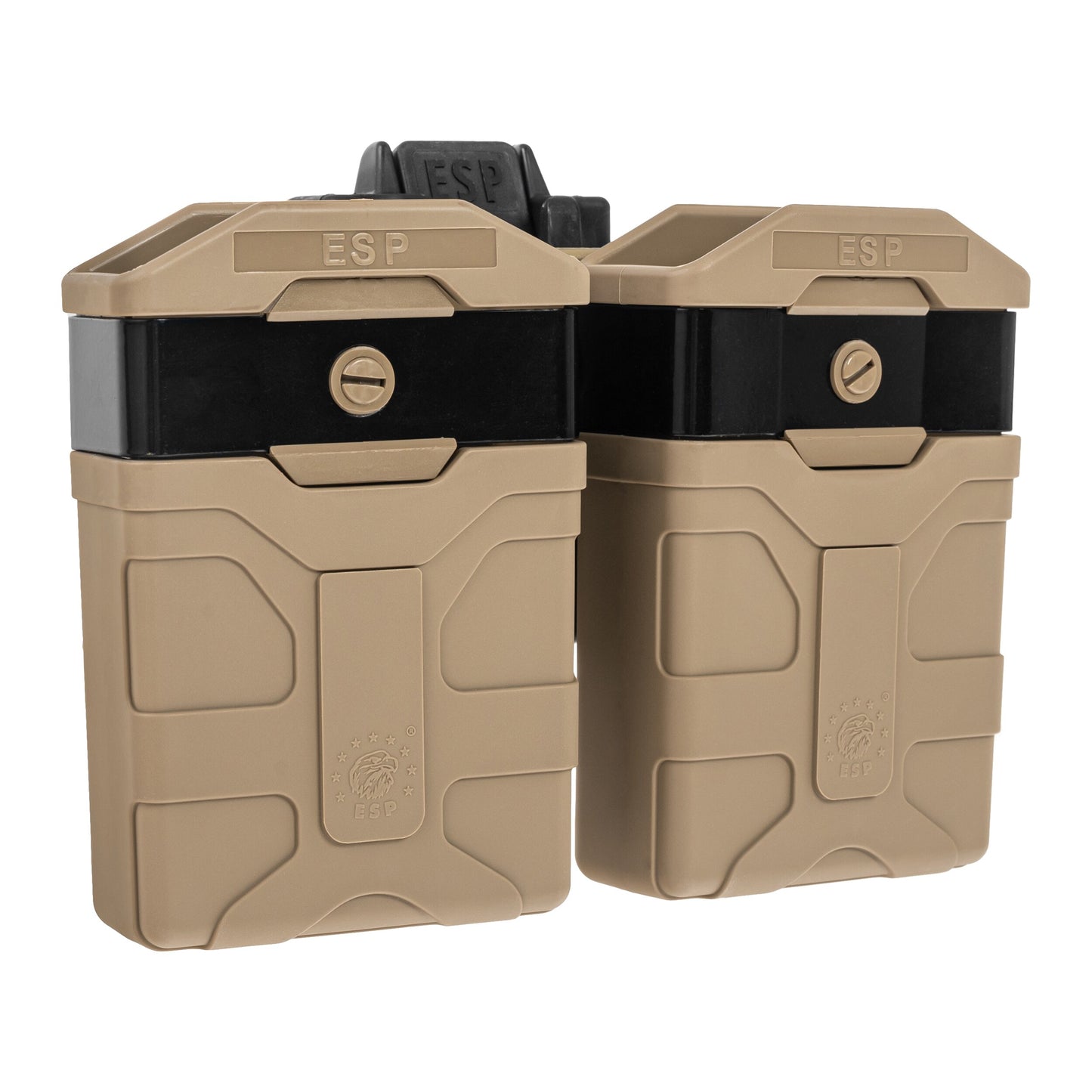Podwójna ładownica obrotowa ESP z montażem UBC-08 na magazynki AR-15 - Khaki