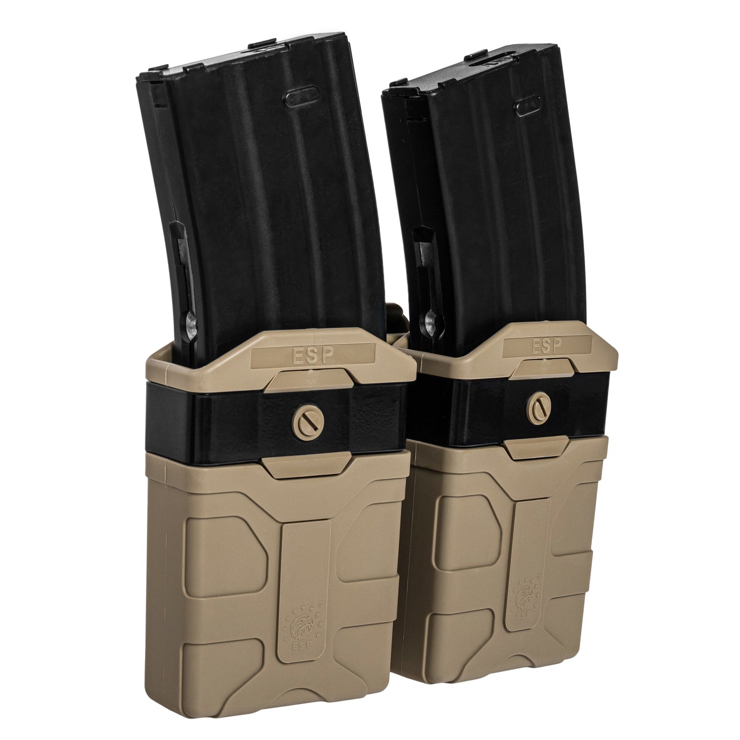 Podwójna ładownica obrotowa ESP z montażem UBC-04-2 na magazynki do AR-15 - Khaki