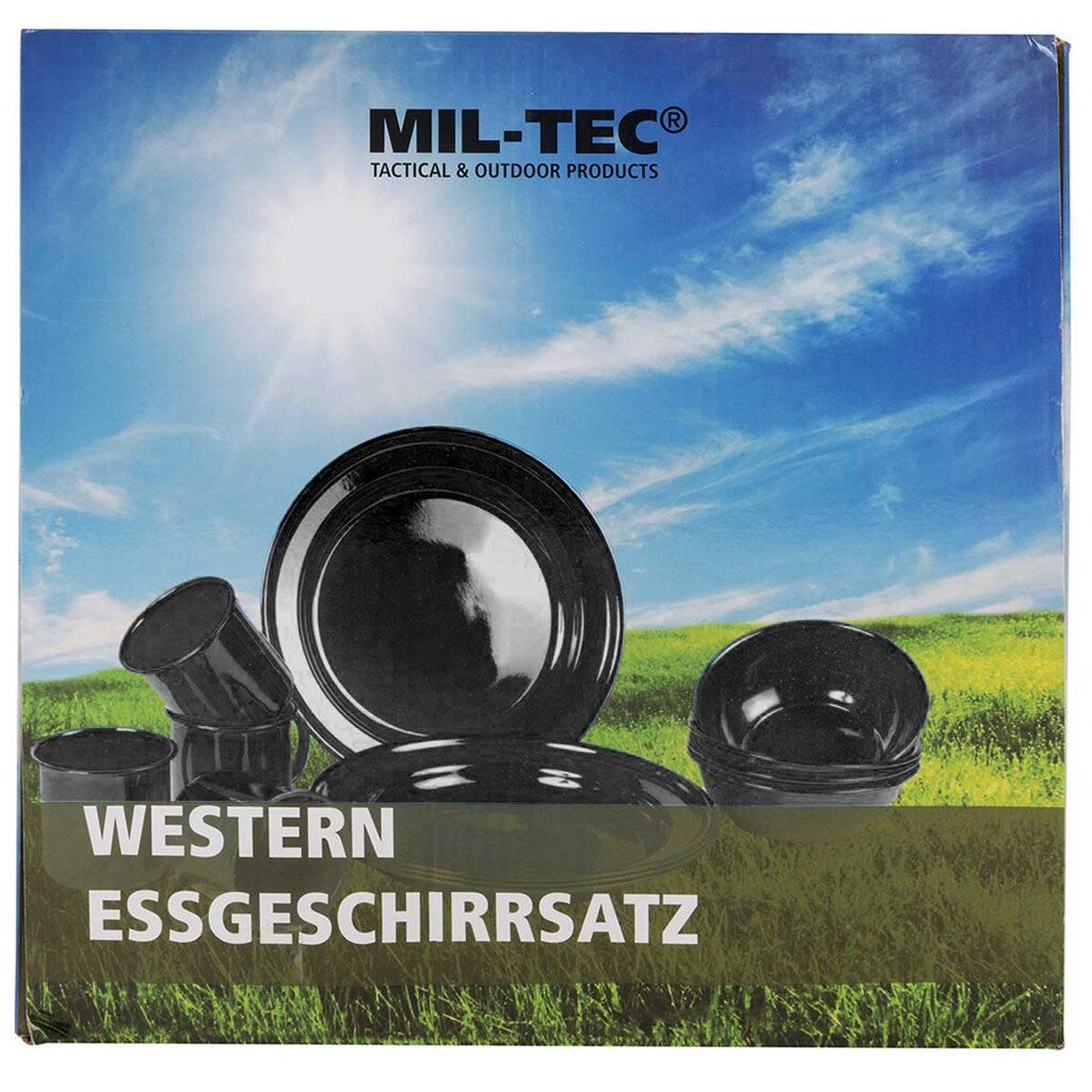 Zestaw naczyń turystycznych Mil-Tec Western Black 12 szt.
