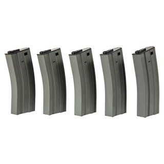 Zestaw 5 magazynków ASG Specna Arms Mid-Cap do replik M4/M16 - Gray