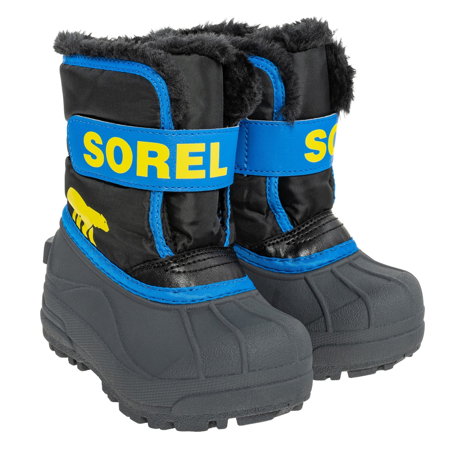 Buty śniegowce dziecięce Sorel Snow Commander Boot - Black/Super Blue