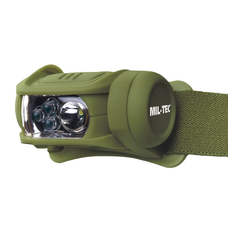 Latarka czołowa Mil-Tec LED 4 Color Olive - 65 lumenów