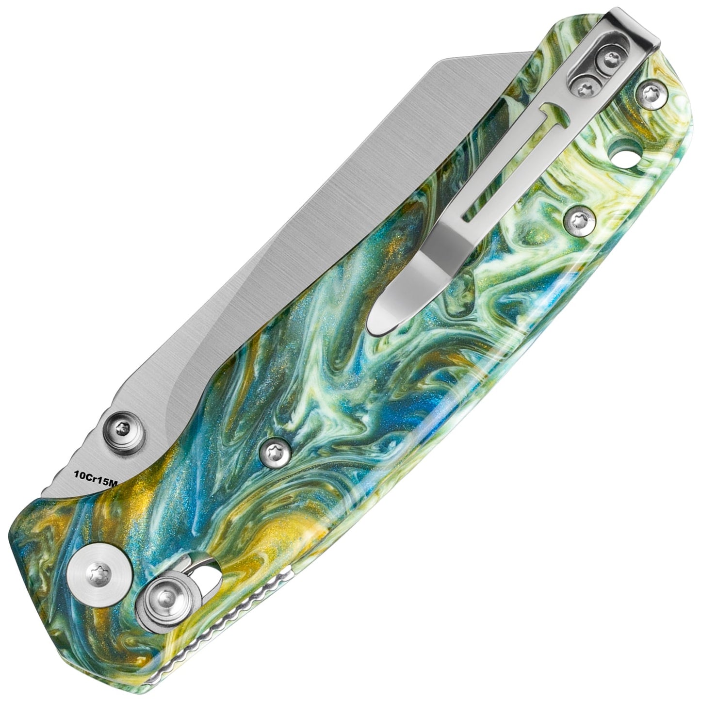 Nóż składany Bestechman Cicada's Wing - Green Patterned Resin