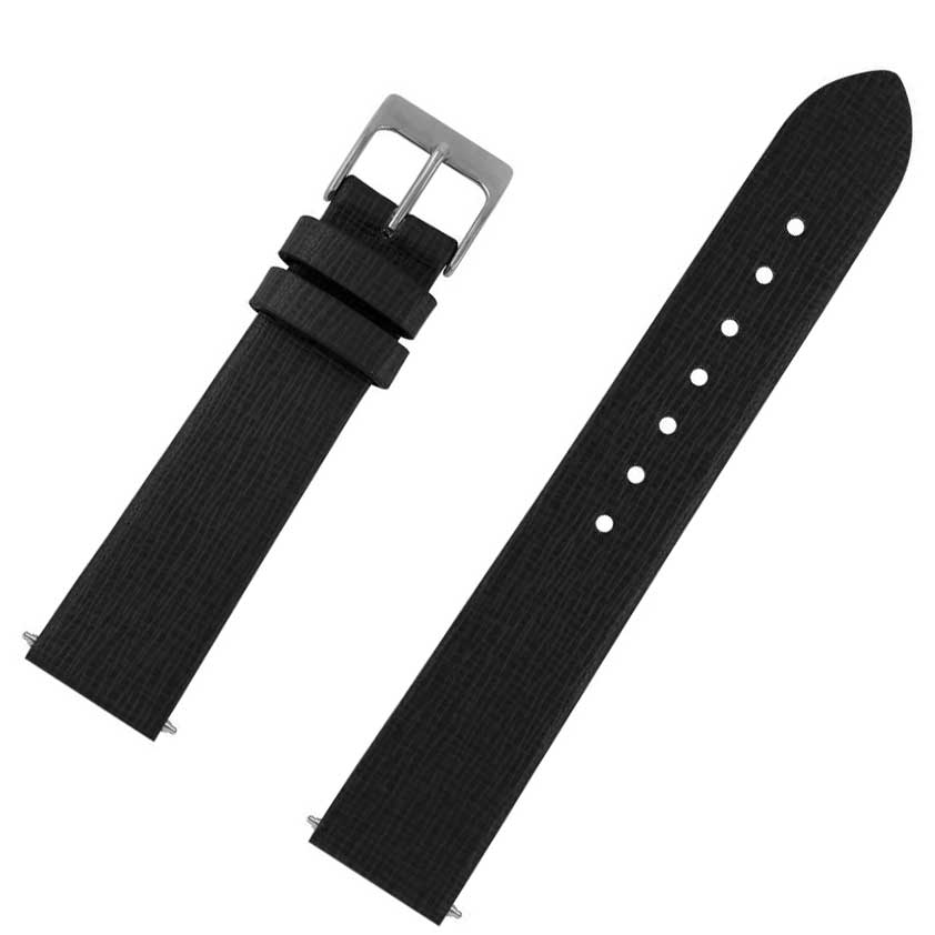 Pasek skórzany Zeppelin do zegarka - Black 18 mm