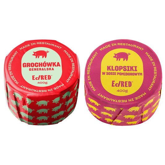 Żywność konserwowana Ed Red - Grochówka 400 g, Klopsiki w sosie pomidorowym 400 g