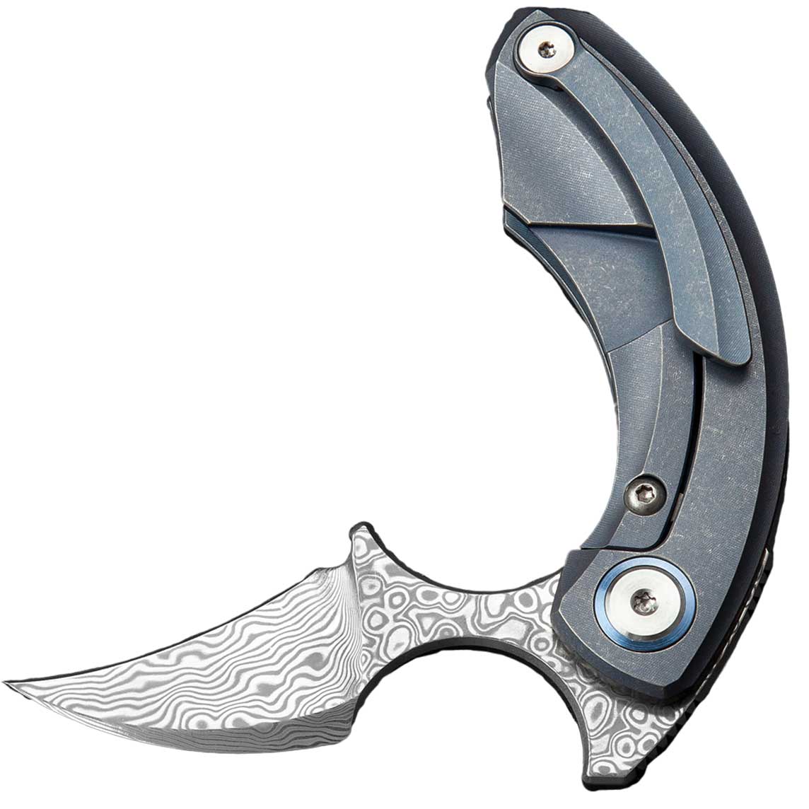 Nóż składany Bestech Knives Strelit - Damascus/Blue Titanium