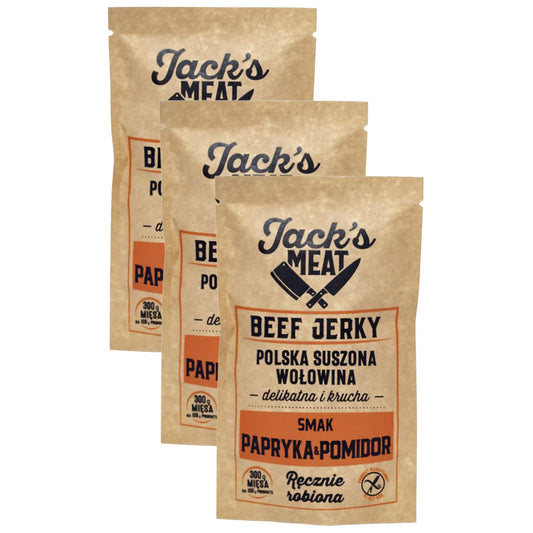Suszona wołowina Jack's Meat Beef Jerky o smaku papryki i pomidorów 30 g - 3 szt.