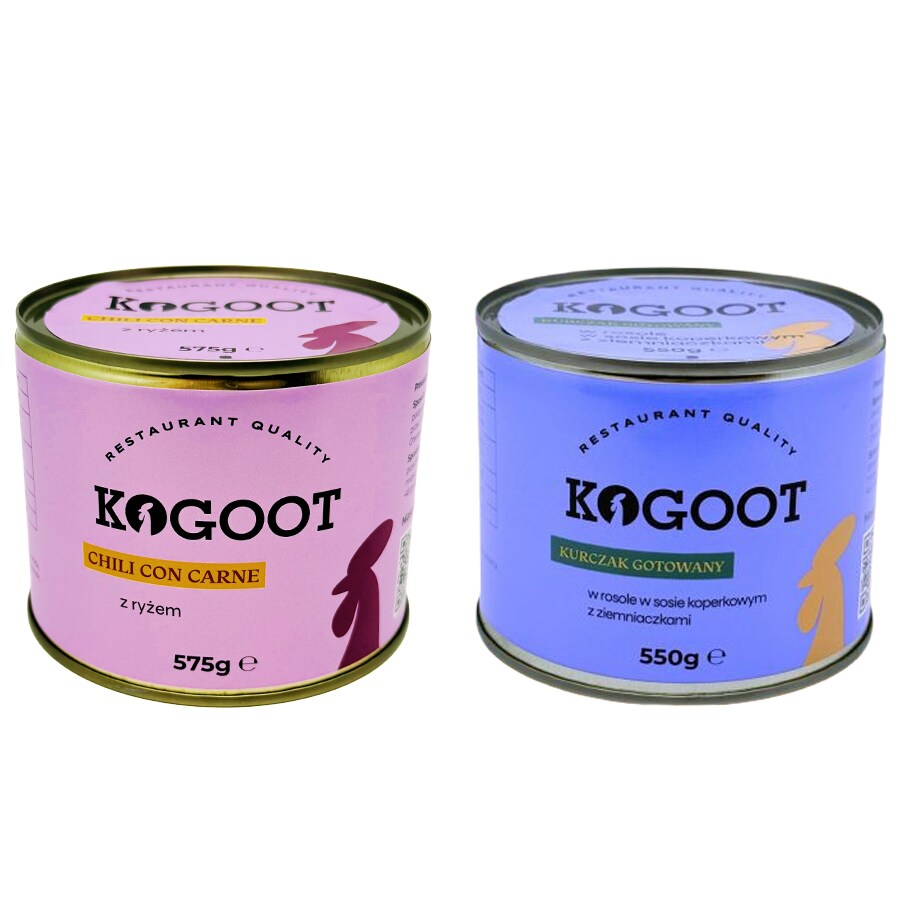 Żywność konserwowana Kogoot - Chili con carne 575 g, Kurczak gotowany 550 g