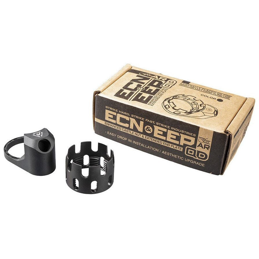Płytka tylna i nakrętka prowadnicy kolby Strike Industries Enhanced Castle Nut & Extended End Plate do karabinków AR - Black
