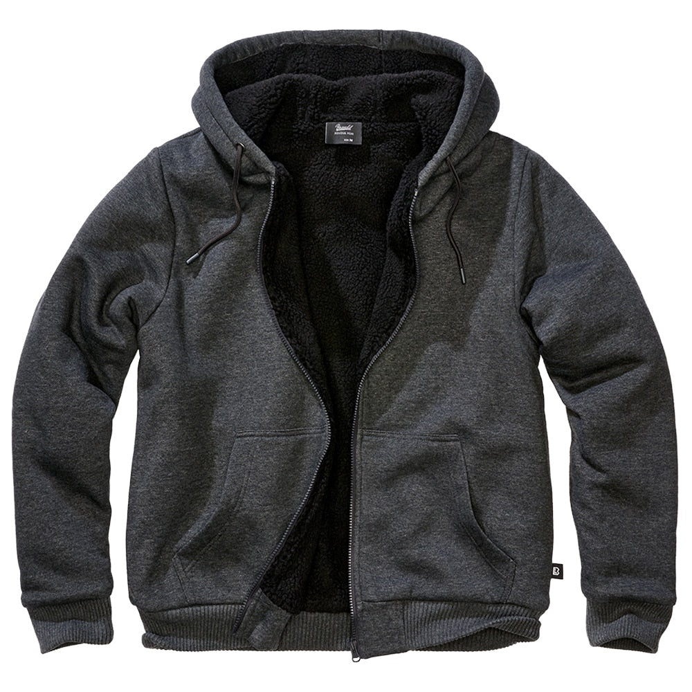 Bluza Brandit Sweatjacket Teddylining - Black Melange