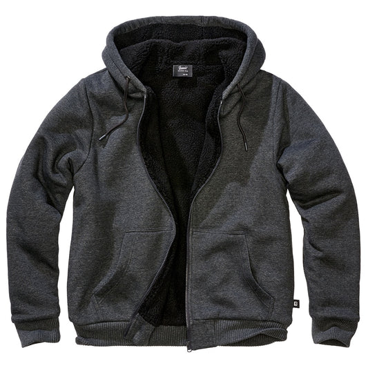 Bluza Brandit Sweatjacket Teddylining - Black Melange