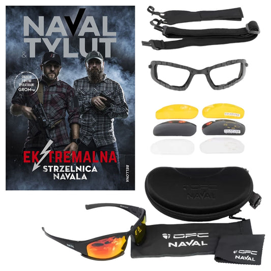 Okulary ochronne OPC Outdoor Extreme Naval Set + książka "Ekstremalna Strzelnica Navala" - zestaw
