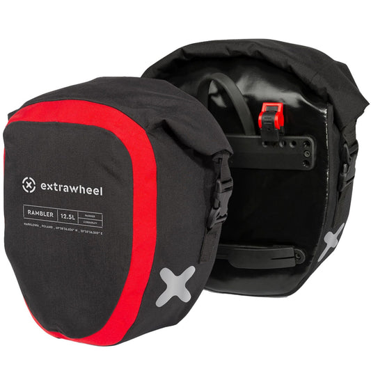 Sakwy rowerowe uniwersalne Extrawheel Rambler Premium 2x12,5 l - Black/Red