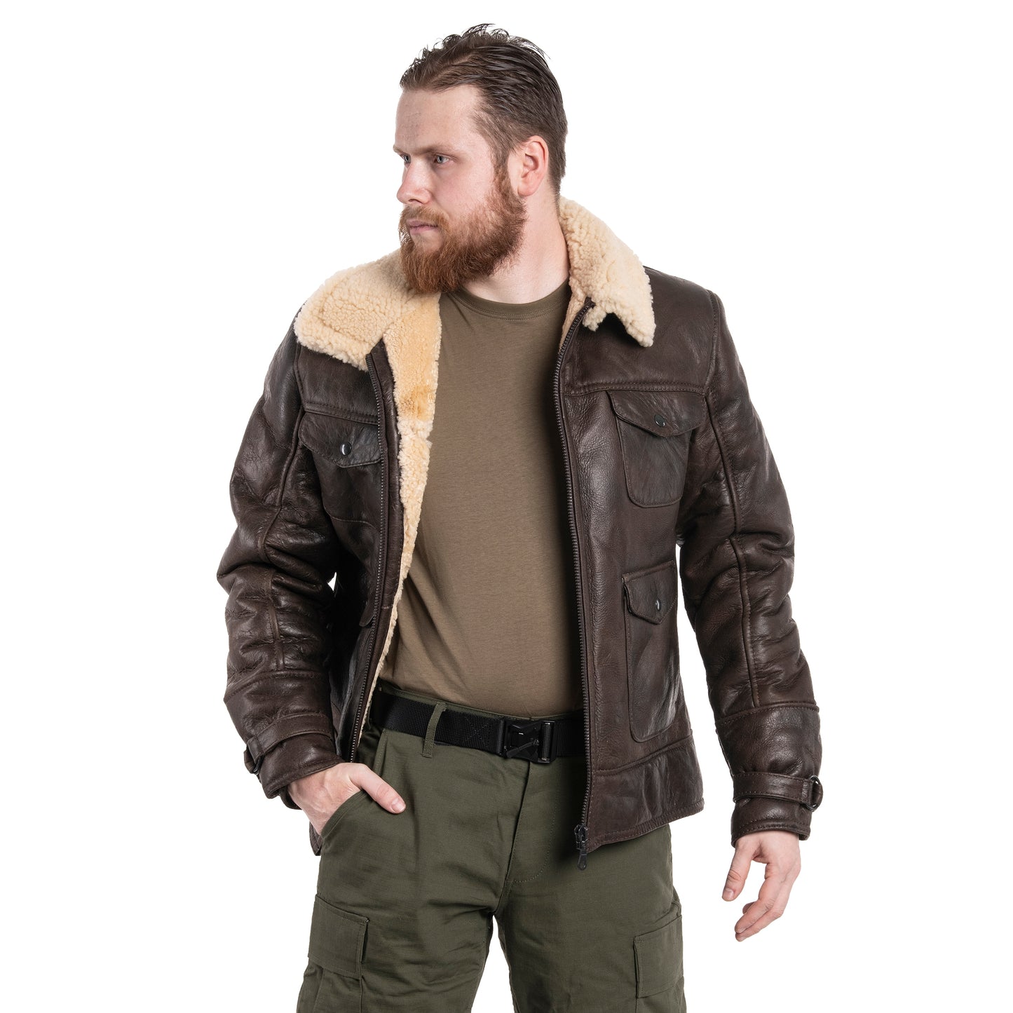 Kurtka skórzana Mil-Tec US Navy A4 Sheepskin - Brown