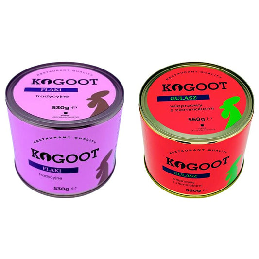 Żywność konserwowana Kogoot - Flaki tradycyjne 530 g, Gulasz wieprzowy 560 g