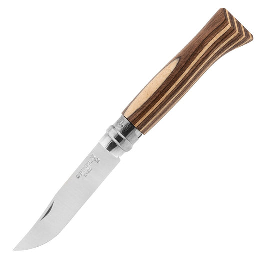 Nóż składany Opinel No.8 Laminated Inox - Brown Natural
