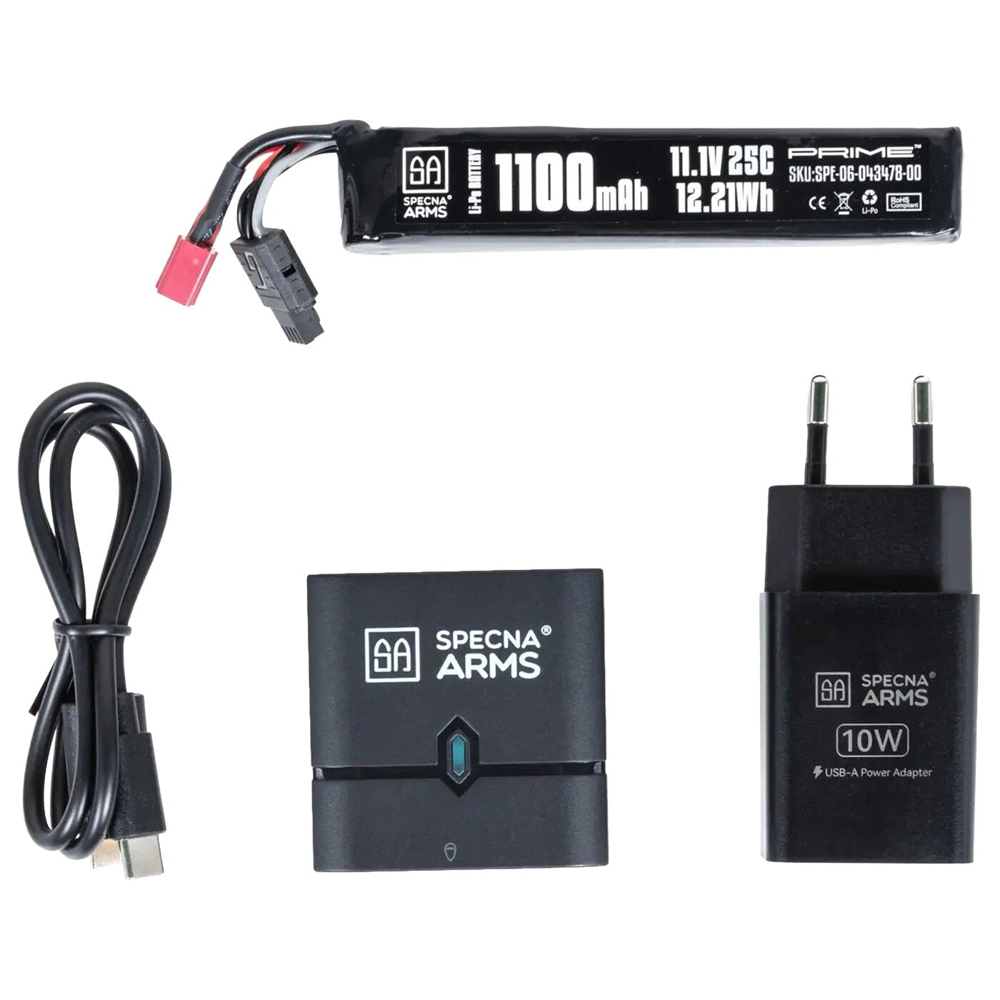 Zestaw akumulator ASG Specna Arms Li-Po 11,1 V 1100 mAh G-Tech + ładowarka 10 W Easy Nano Charger