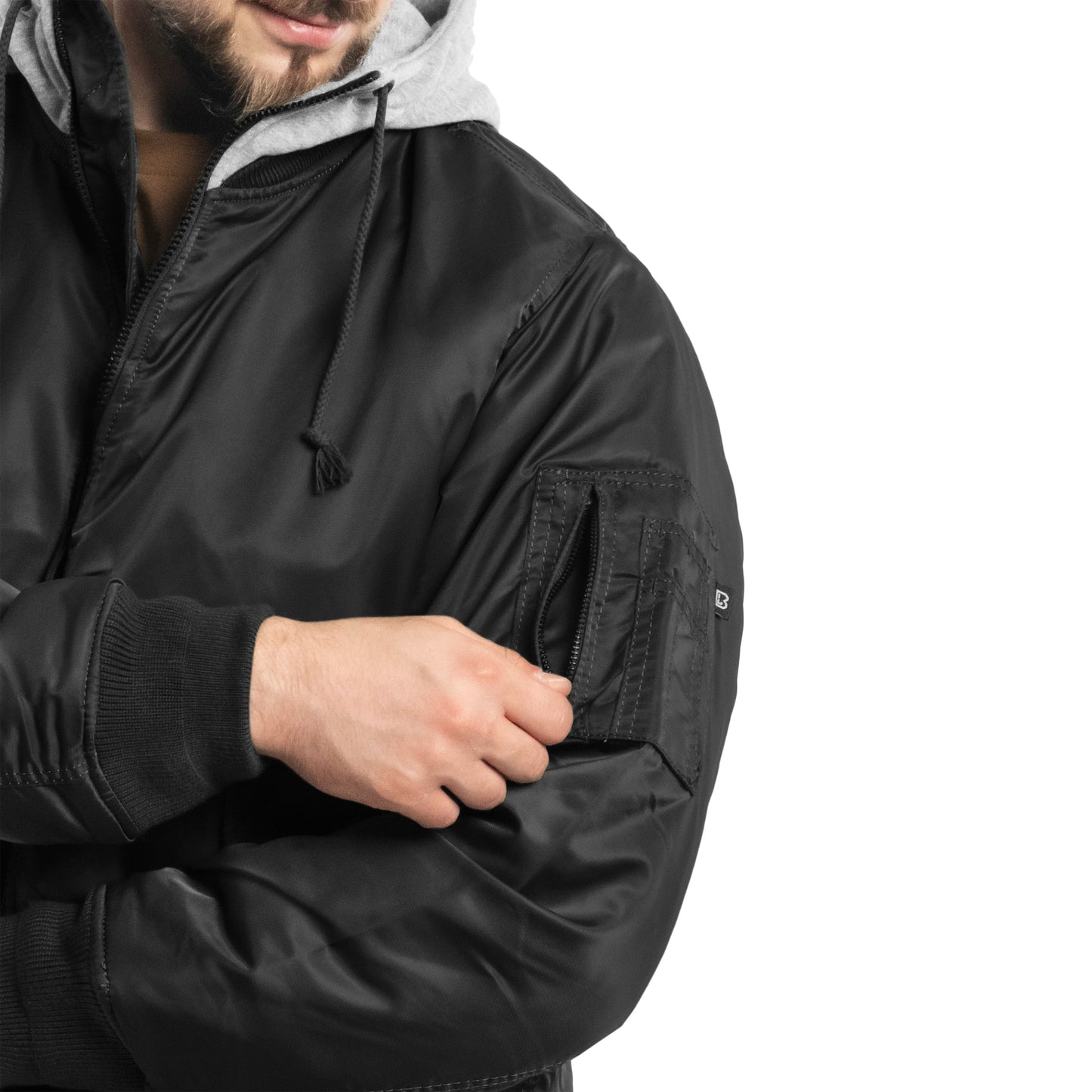 Kurtka Brandit MA1 Sweat Hooded Jacket - Black/Grey