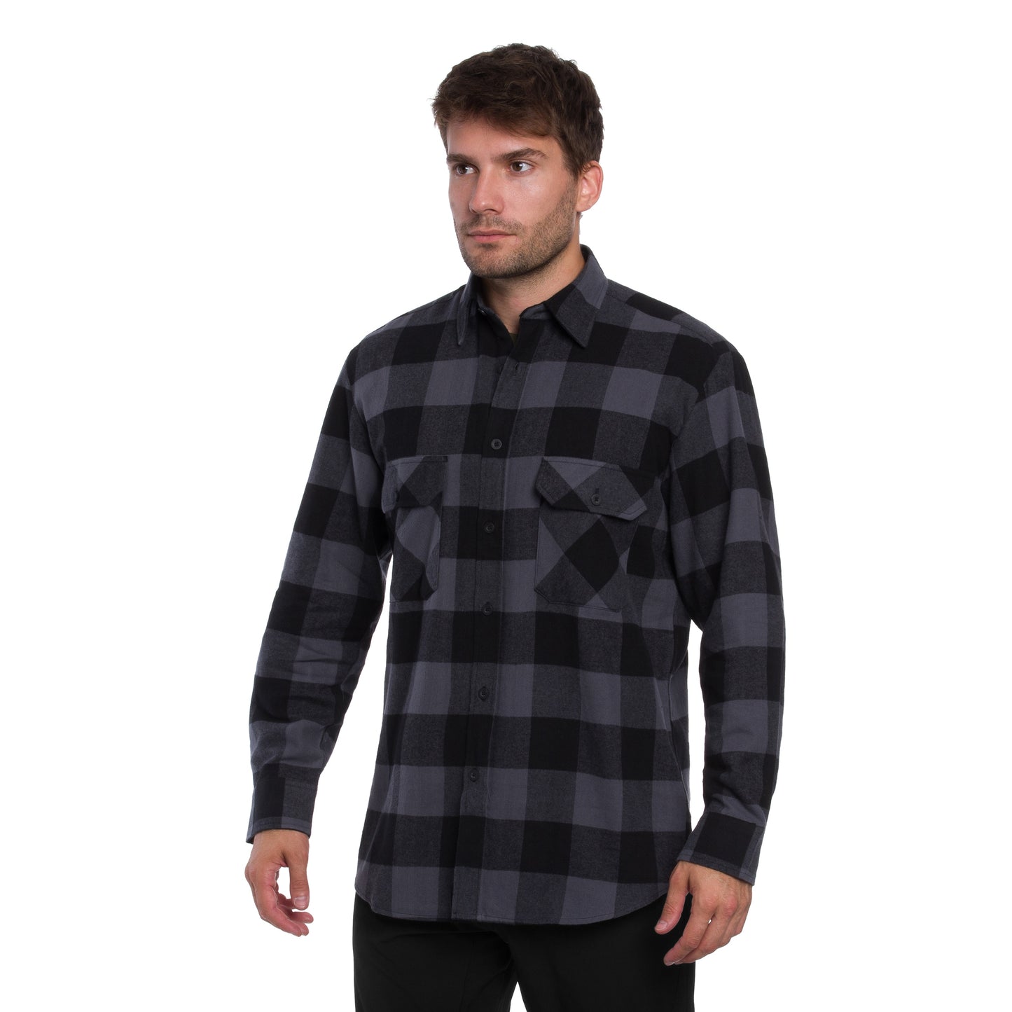 Koszula Mil-Tec Flannel Shirt Light Longsleeve - Black/Gray