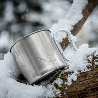 Kubek stalowy Mil-Tec z karabinkiem 500 ml