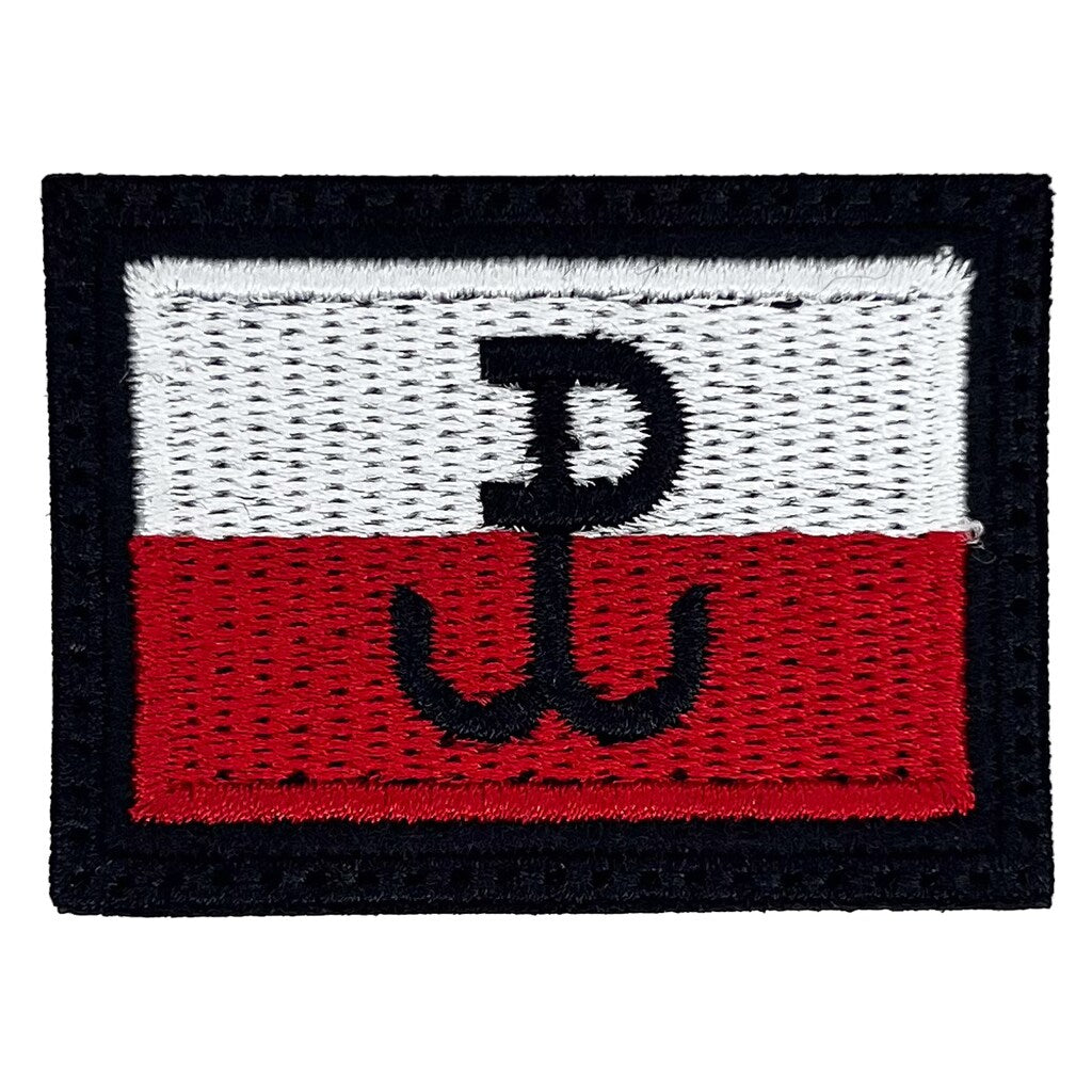 Naszywka flaga Polski z symbolem PW 52 x 38 mm